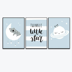 Twinkle Little Star Nursery Wall Art Set of 3 - All India Decor