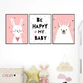 Playful Baby Sheep & Rabbit Kids Room Wall Frame Set of 3 - All India Decor
