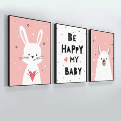 Playful Baby Sheep & Rabbit Kids Room Wall Frame Set of 3 - All India Decor