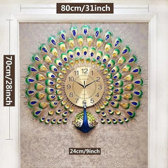 Living Room Peacock Wall Clock - All India Decor