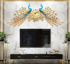 Living Room Double Peacock Wall Clock - All India Decor