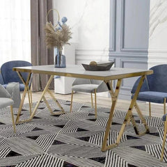 Feast Fiesta Marble Top Dining Table with Chair - All India Decor