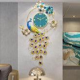 Metal Peacock Wall Clock - All India Decor