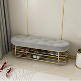 All India Decor Modern Upholstered Gray Velvet Bench with Shoe Storage
