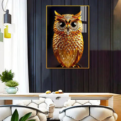 Beautiful Golden Owl Acrylic Wall Paintings & Arts - All India Decor