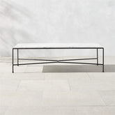 BLACK METAL OUTDOOR COFFEE TABLE WITH MARBLE TOP - All India Decor