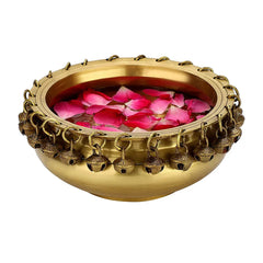 Brass Metal Urli Bowl With Ghungroo Work - All India Decor