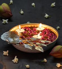 Silver Lotus Metal Urli - All India Decor