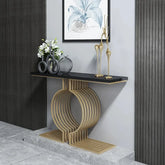 Golden Exquisite Circular Design Metal Console Table - All India Decor