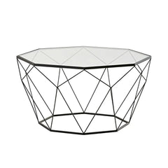 Coffee table in tempered glass and black metal - All India Decor