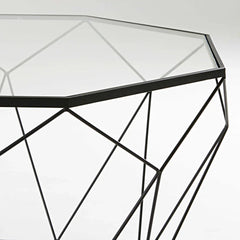 Coffee table in tempered glass and black metal - All India Decor