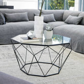 Coffee table in tempered glass and black metal - All India Decor