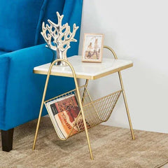 Designer Square Shape White Marble Side Table - All India Decor