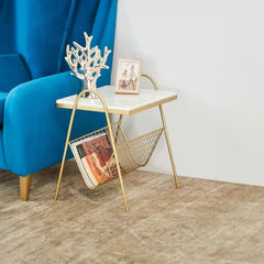 Designer Square Shape White Marble Side Table - All India Decor