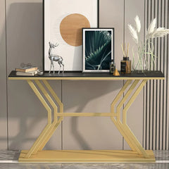 Luxury Black Marble Hallway Console Table - All India Decor