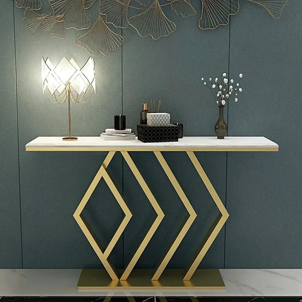 white marble console table
