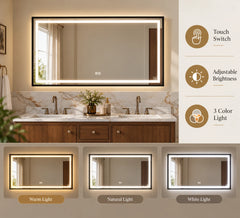Liana Metal Framed Rectangle LED Mirror