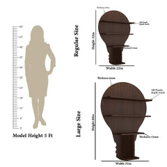Bulb Shape Backlit Wood Wall Shelf / Book Shelf / Night Light, Walnut Finish - All India Decor