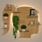 Girl Backlit Wood Wall Shelf / Book Shelf / Night Light, Light Oak Finish - All India Decor
