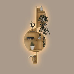 Music Note Backlit Wood Wall Shelf / Book Shelf / Night Light, Light Oak Finish - All India Decor