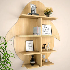 Penguin Backlit Wood Wall Shelf / Book Shelf / Night Light, Walnut Finish - All India Decor