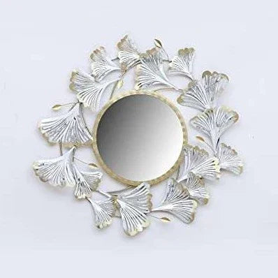 White Decorative Leaf Mirror - All India Decor