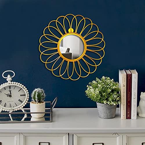 Gold Metal Flower Wall Decor Mirror - All India Decor