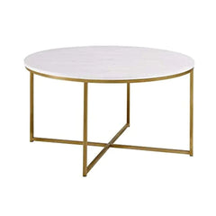 Golden Minimalist Metal Center Table in Criss Cross Design - All India Decor