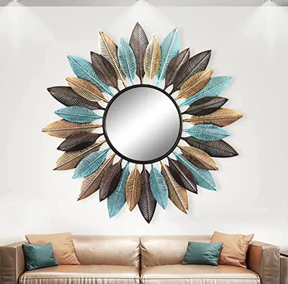 Multicolor Leaf Design Wall Mirror - All India Decor
