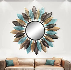 Multicolor Leaf Design Wall Mirror - All India Decor