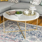 Golden Minimalist Metal Center Table in Criss Cross Design - All India Decor