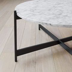 Minimalist Matte Black Metal Centre Table In Criss Cross Design - All India Decor