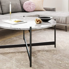Minimalist Matte Black Metal Centre Table In Criss Cross Design - All India Decor