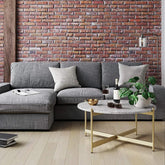 Minimalist Metal Coffee Table In Criss Cross Matte Gold Base - All India Decor