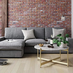 Minimalist Metal Coffee Table In Criss Cross Matte Gold Base - All India Decor