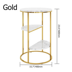 Gold End Table With 3 Tier Marble Shelf - All India Decor