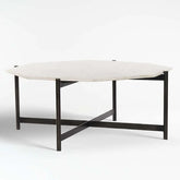 White Marble Top Hexagonal Shape Iron Stand Coffee Tables - All India Decor
