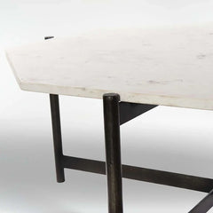 White Marble Top Hexagonal Shape Iron Stand Coffee Tables - All India Decor