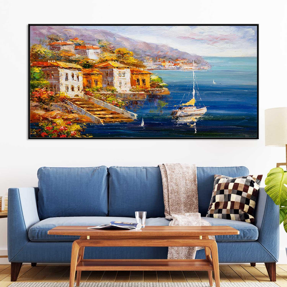 Italian Seascape Varenna River Wall Painting - All India Decor