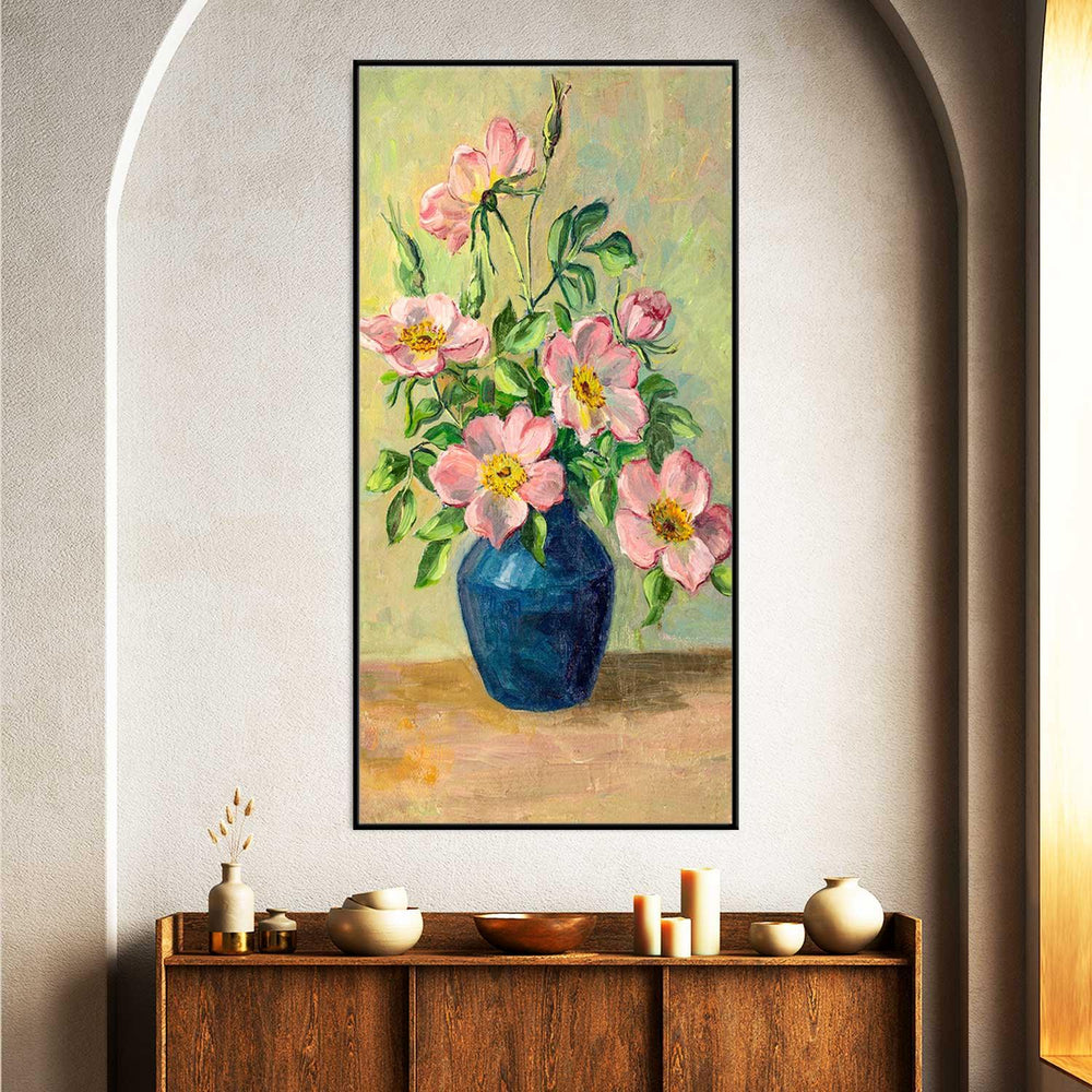Flowers in a Vase Vintage landscape canvas painting - All India Decor