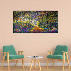 Footpath road in sunlight park alley jungle rural landscape wall painting - All India Decor