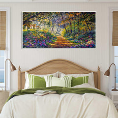 Footpath road in sunlight park alley jungle rural landscape wall painting - All India Decor