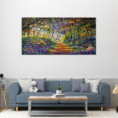 Footpath road in sunlight park alley jungle rural landscape wall painting - All India Decor