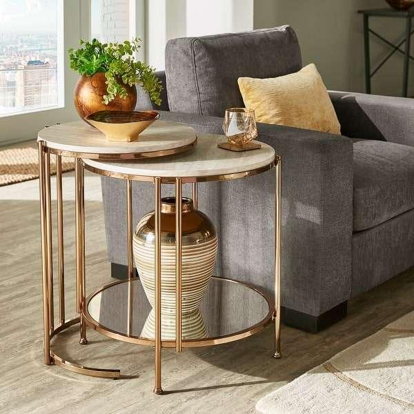 Amelia Round Marble Nesting Tables - All India Decor