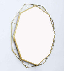 Abstract wall mirror in golden colour - All India Decor