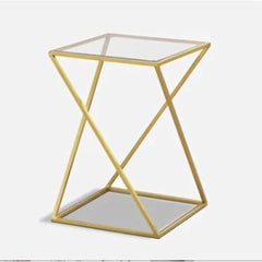 Golden Zig Zag Pattern Metal Side Table - All India Decor