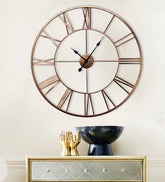 Copper Finish Metal 30 Inches Wall Clock - All India Decor