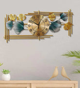Creative Luxury Decoration Multicolor Leaf Design Metal Wall Clock - All India Decor