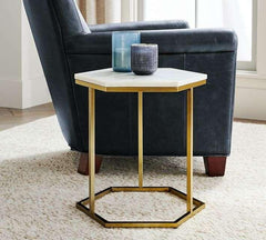 Hexagon Marble Accent Table - All India Decor