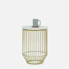 Metal End Table In White Colour - All India Decor